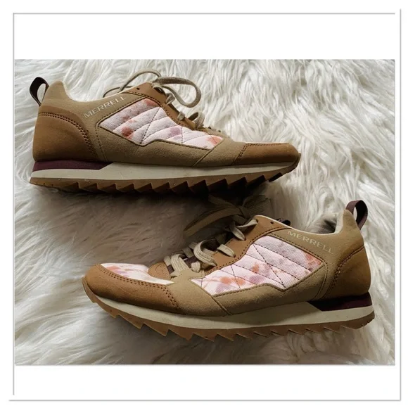 Merrell Alpine Sneaker Lightweight Suede Leather Pink Tan Size 9 - Picture 1 of 16